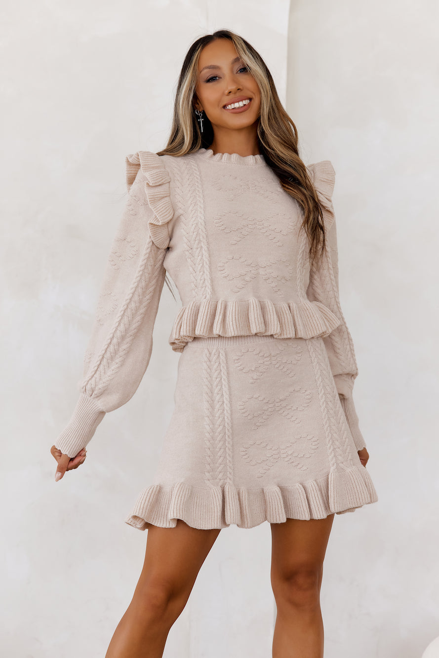 Frosted Side Knit Set Light Taupe