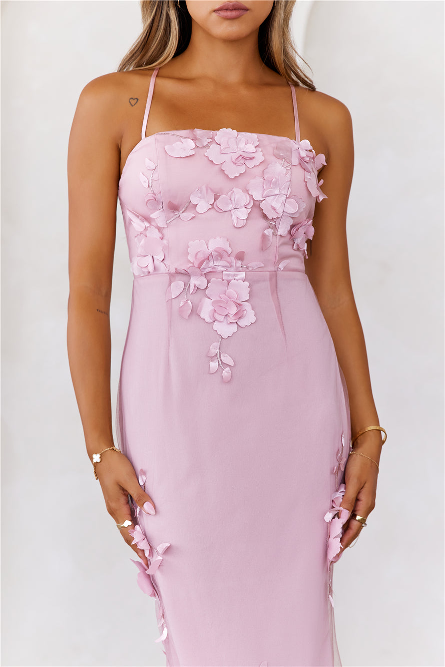 Flower Vine Maxi Dress Mauve
