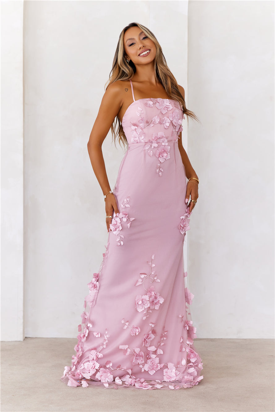 Flower Vine Maxi Dress Mauve
