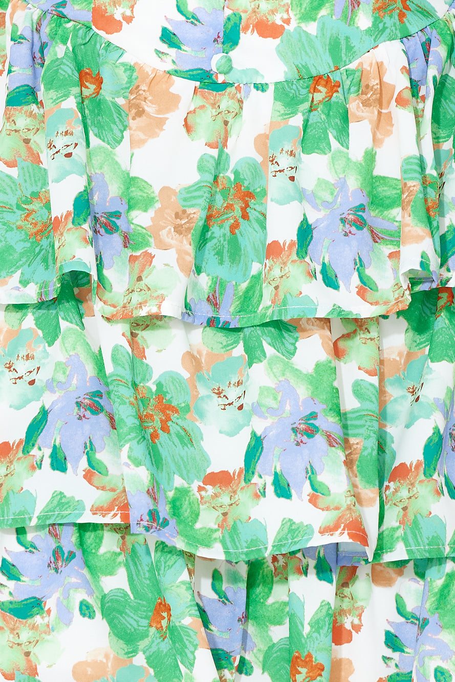 Running Errands Frill Mini Dress Green