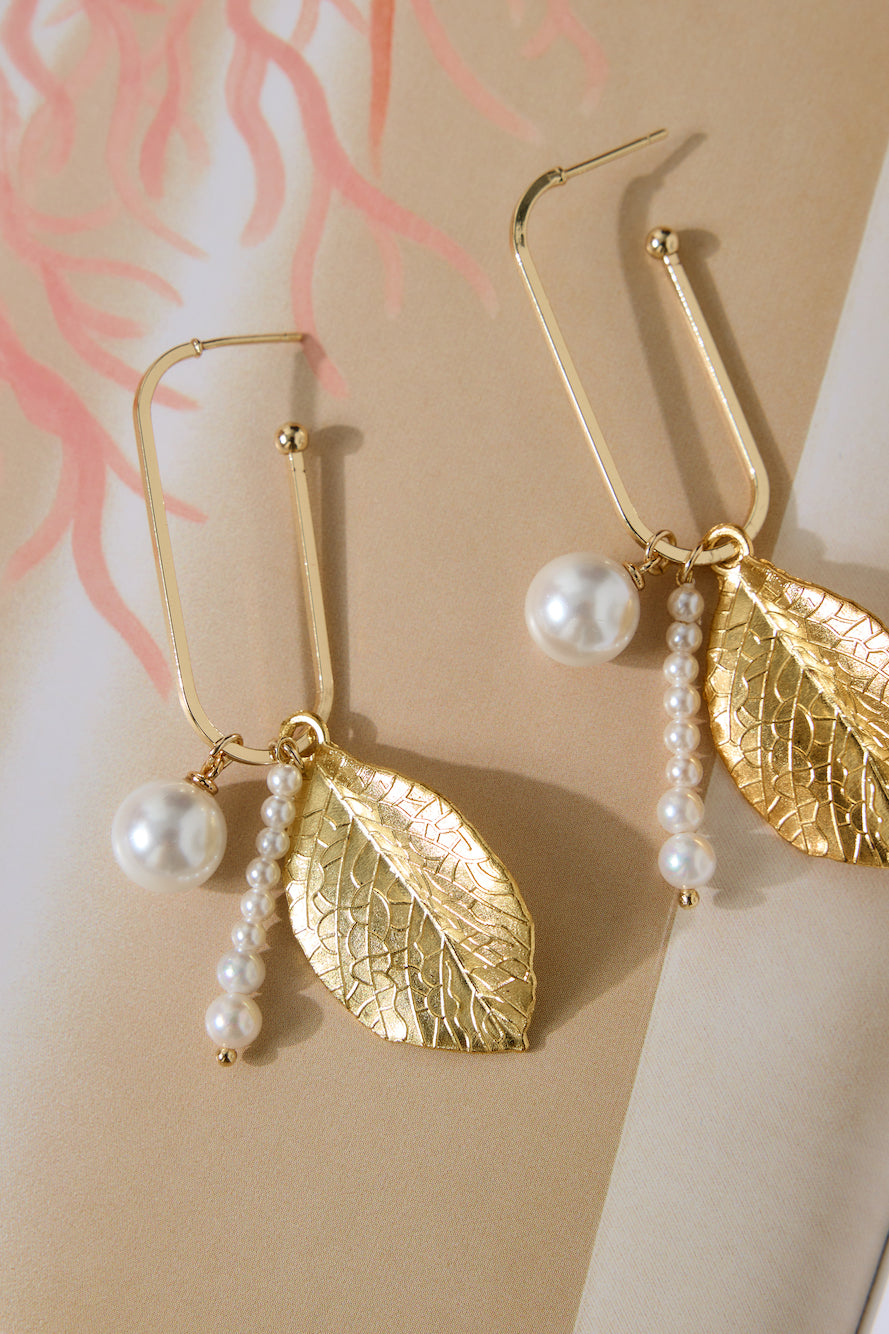 18k Gold Plated Sage Freshwater Pearl Earrings Gold