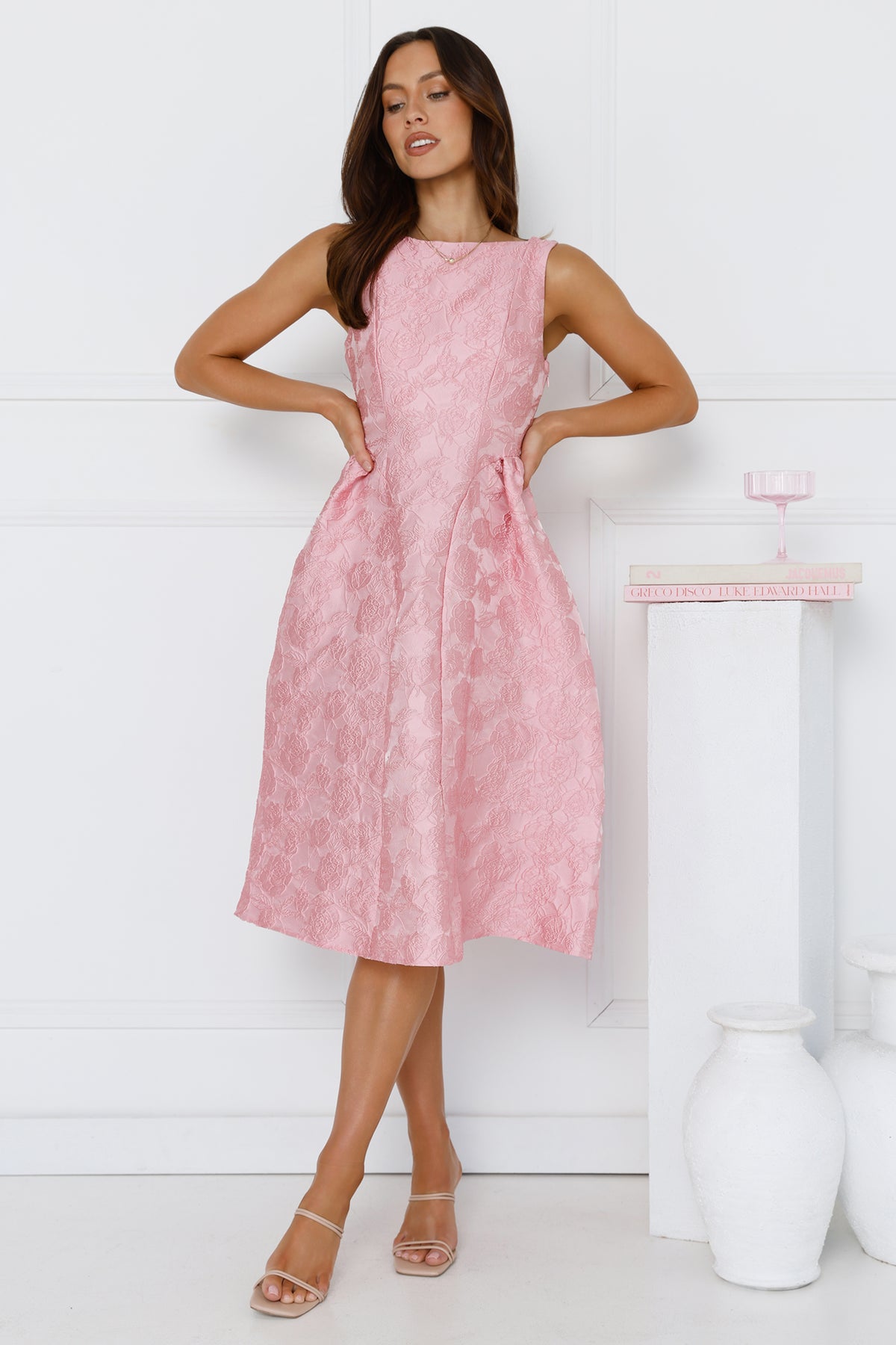 All Things Girly Midi Dress Pink
