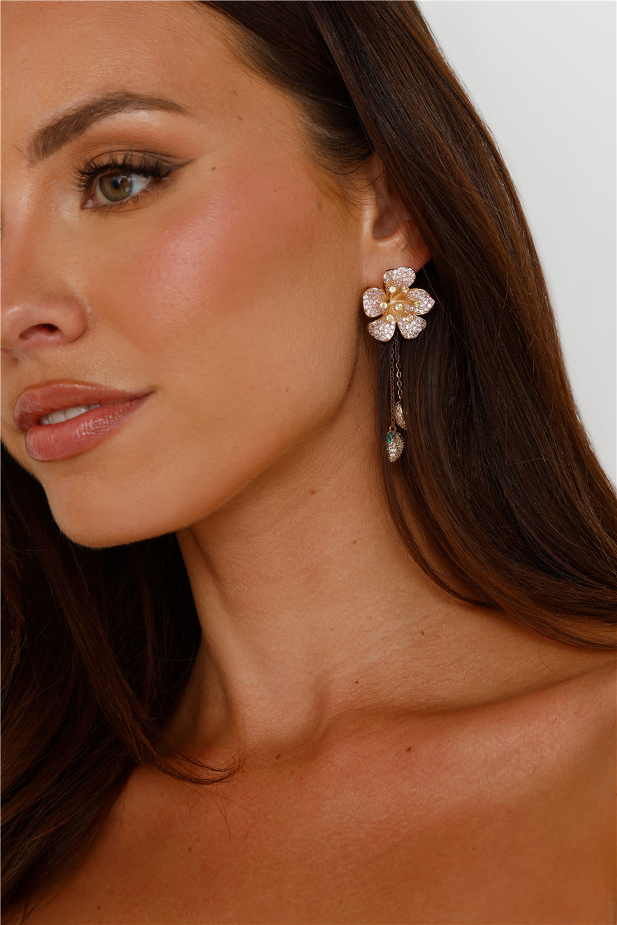 18k Gold Plated Floral Sparklers Earrings Gold