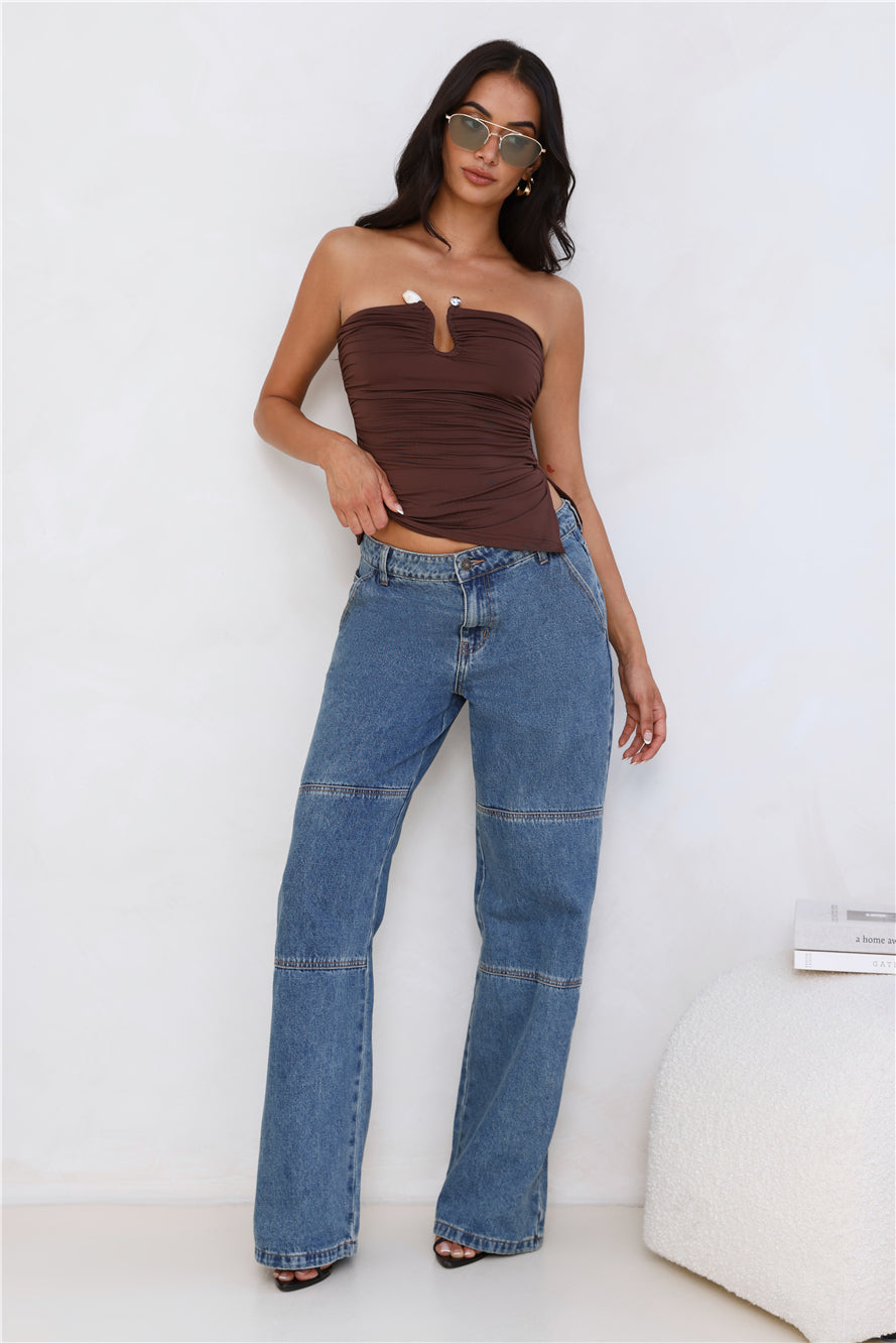Sunset Spritz Strapless Top Brown