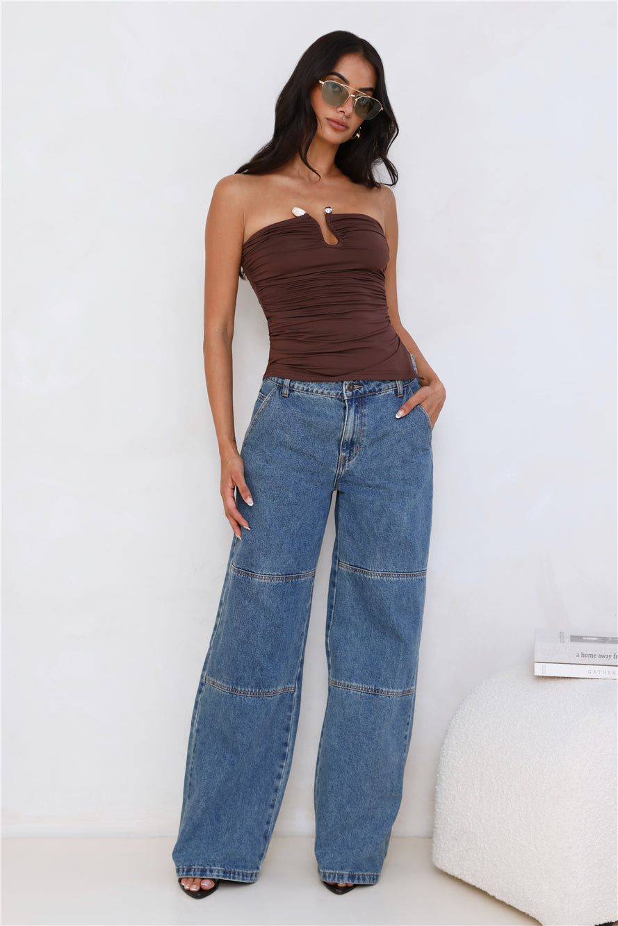 Sunset Spritz Strapless Top Brown