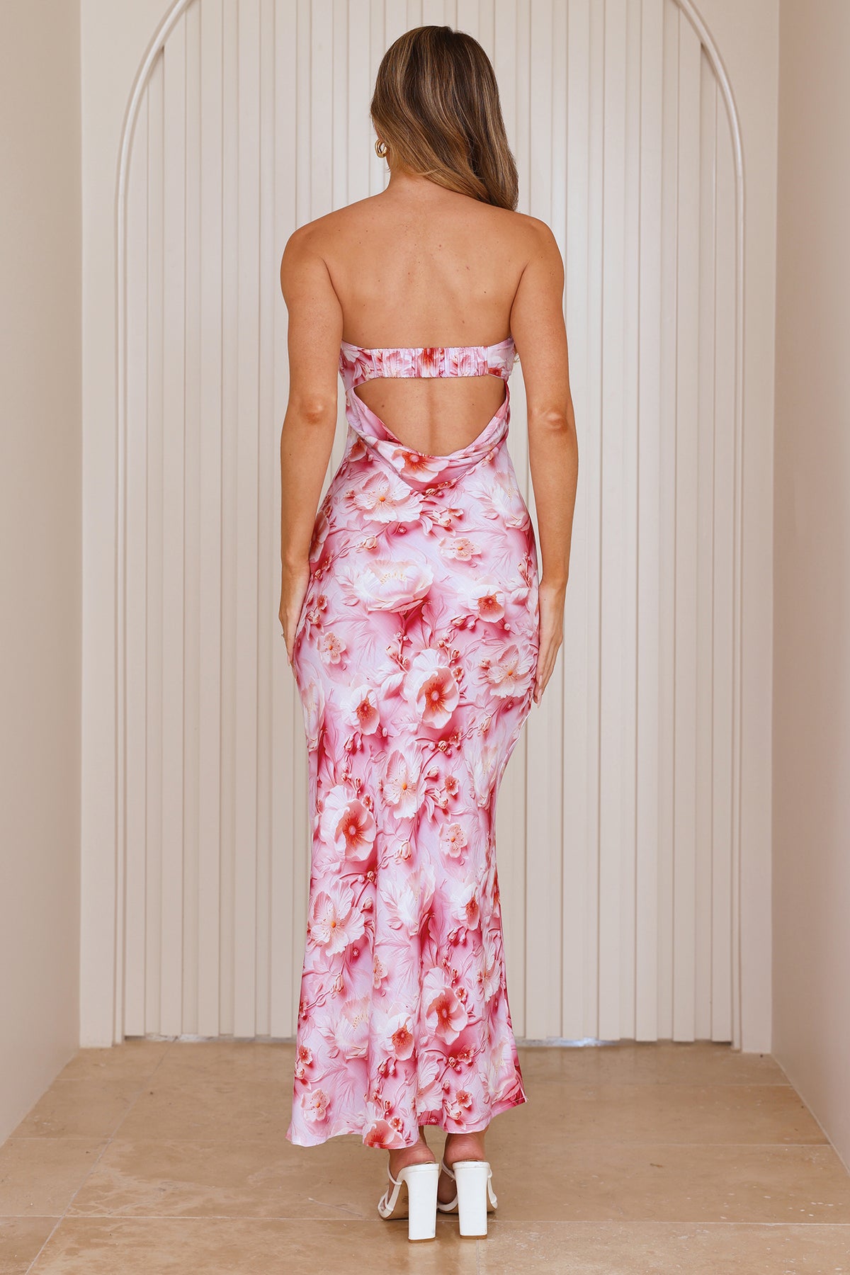 Blooming Brilliance Strapless Maxi Dress Pink