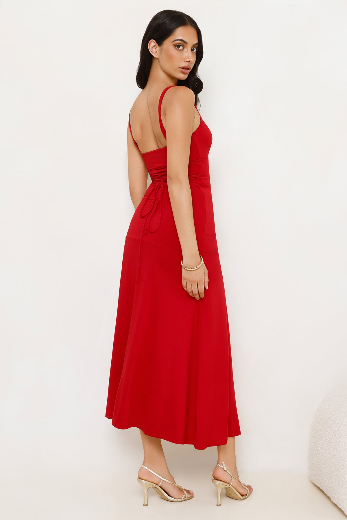 Velvet Kiss Midi Dress Red