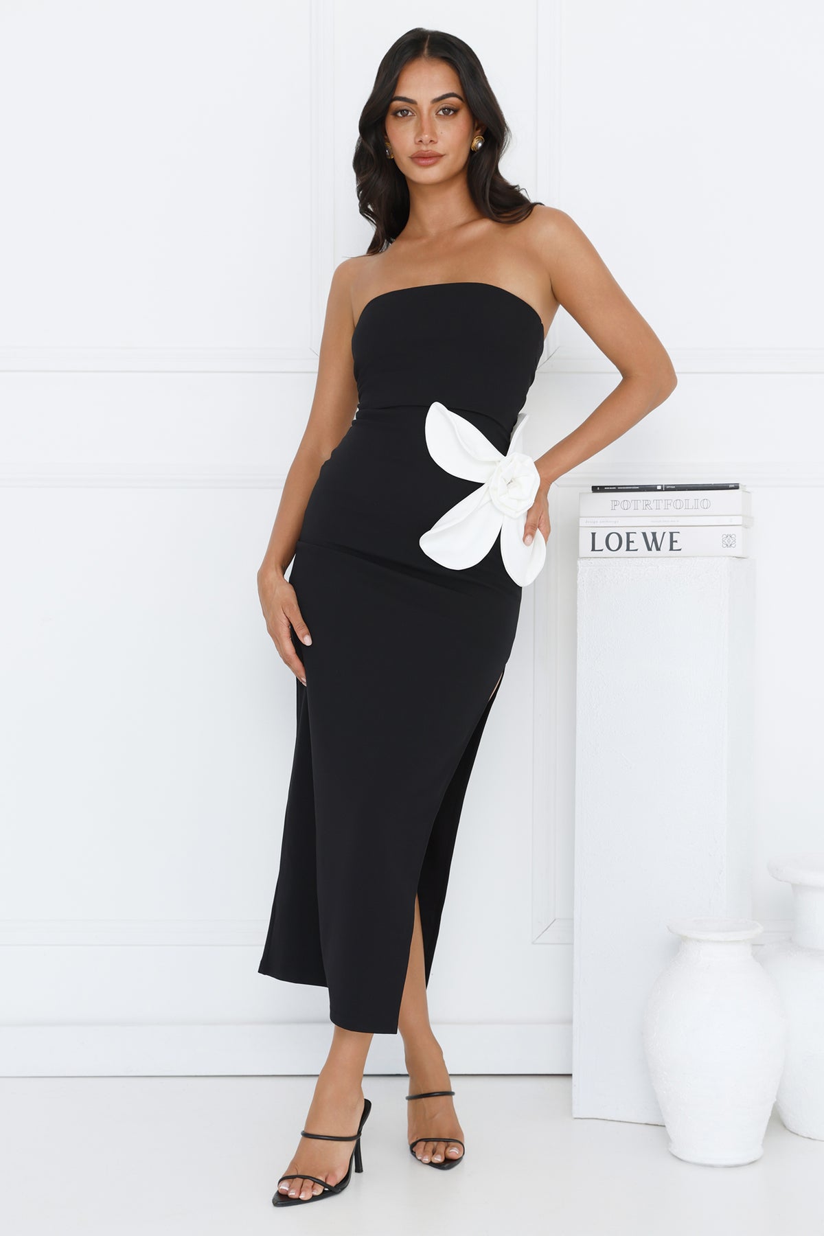 Elisandra Strapless Midi Dress Black
