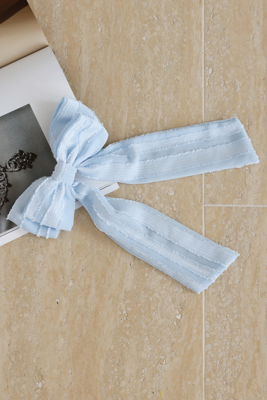 Textured Bow Hair Clip Blue
