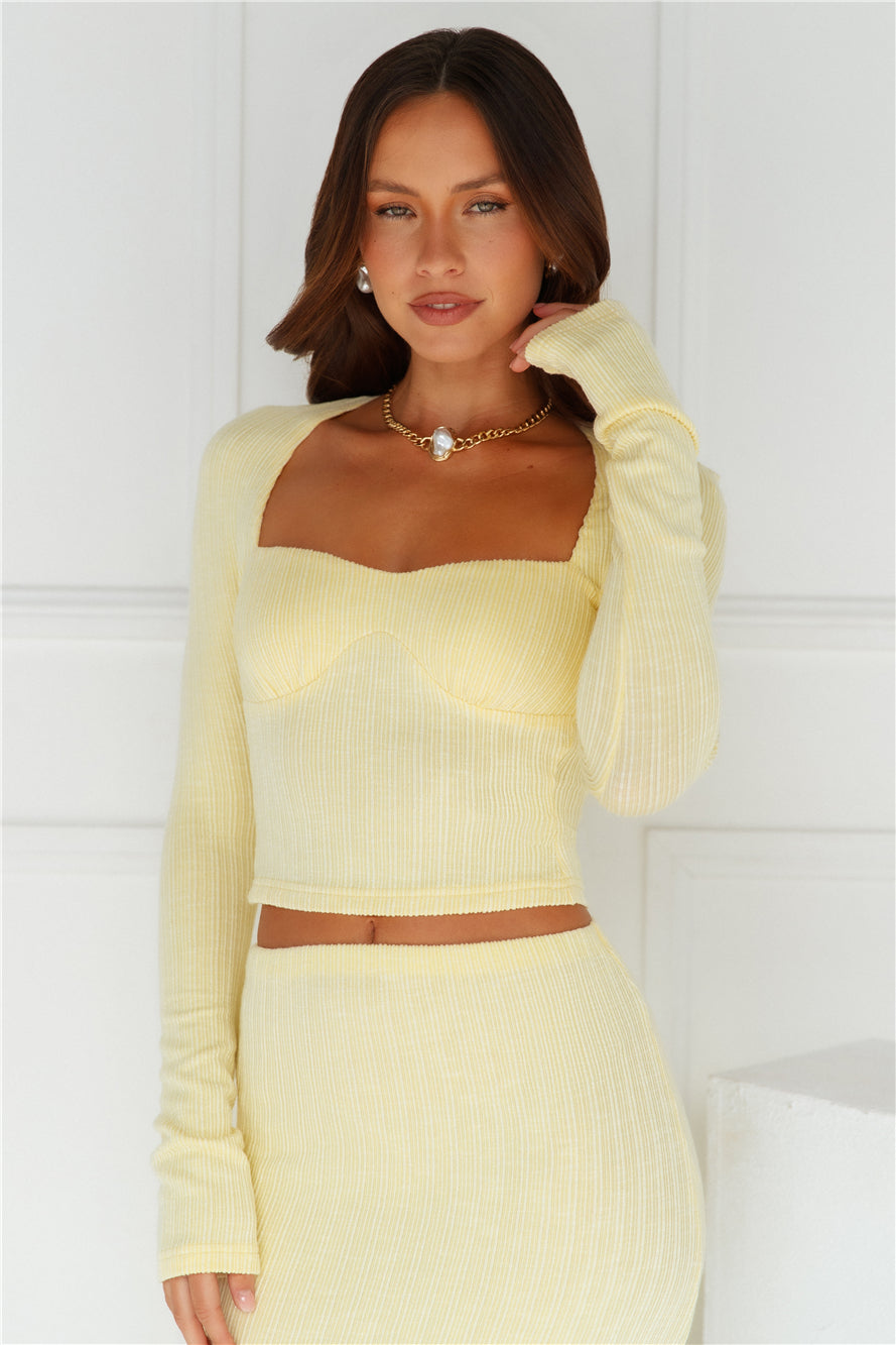Warmth Of Sunshine Long Sleeve Crop Top Lemon