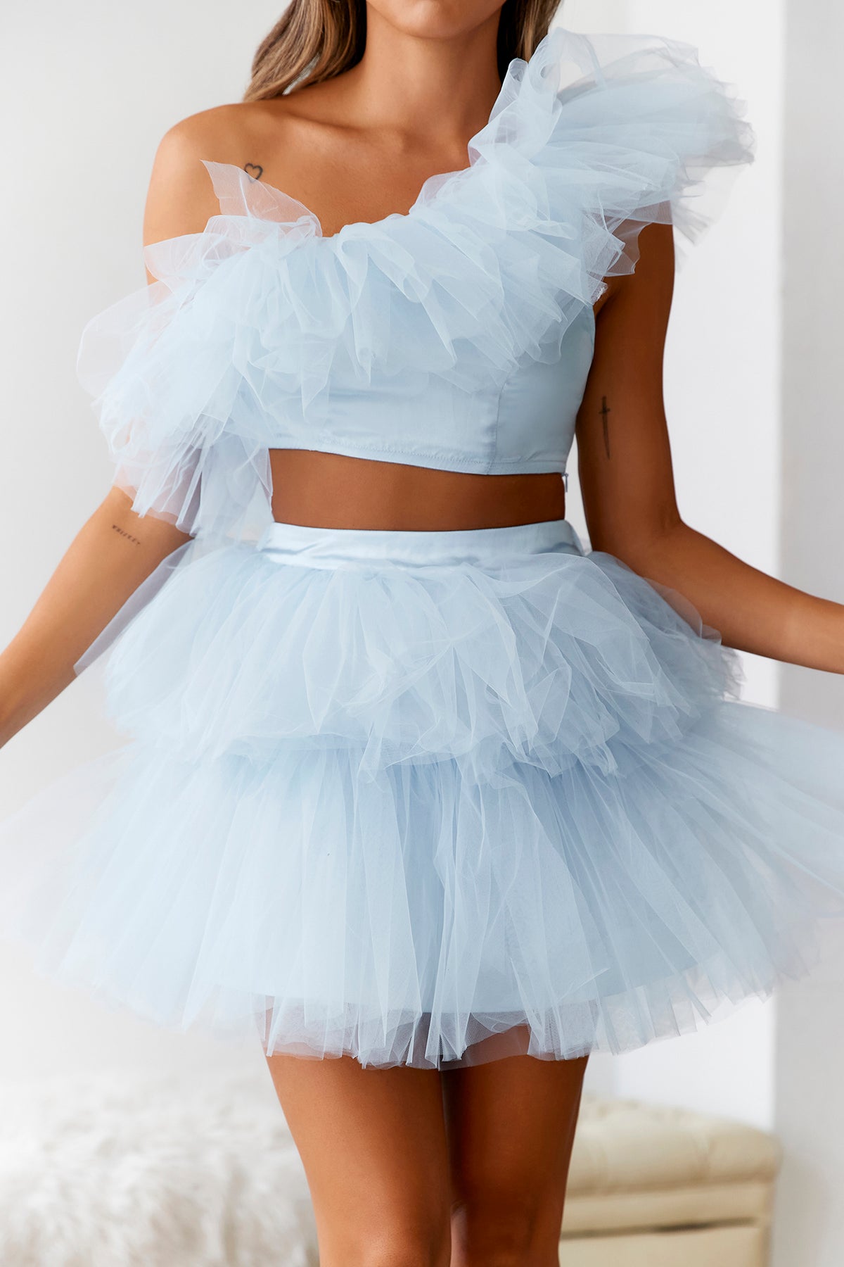 HELLO MOLLY VIP Access Tulle Mini Skirt Blue