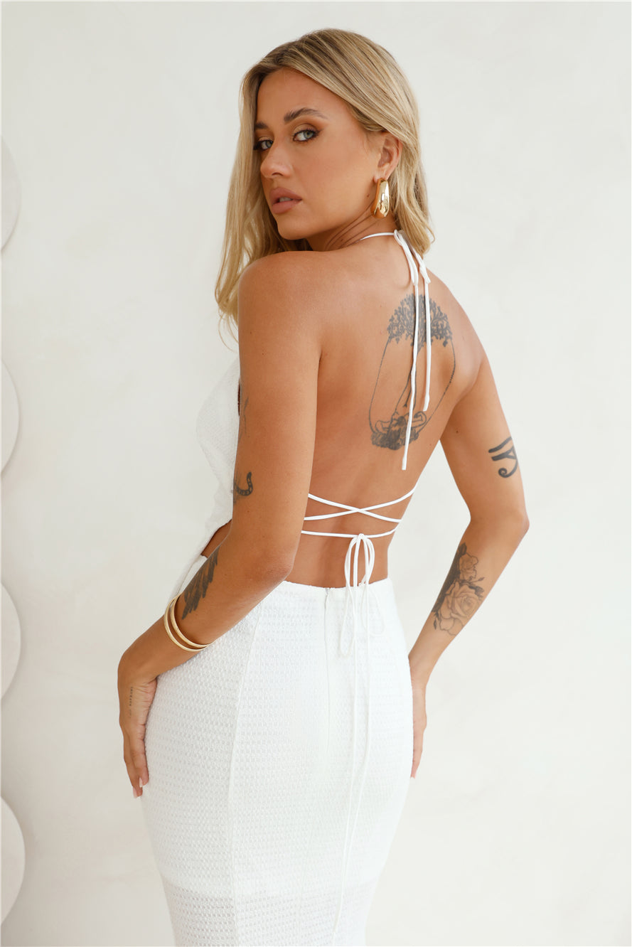 Moonlit Vibe Halter Top White