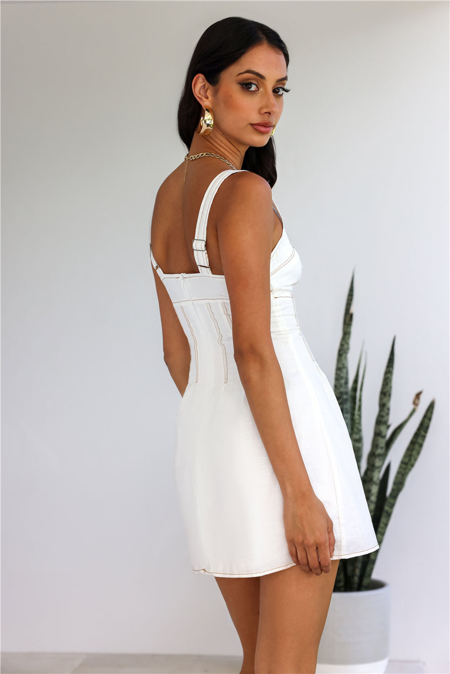 Sea Air Linen Blend Mini Dress White