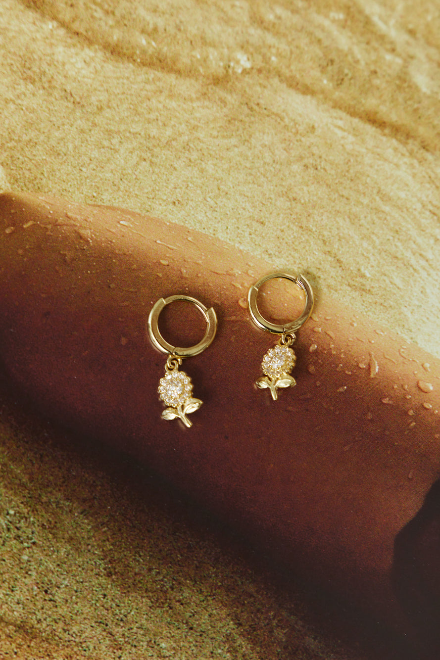 18K Gold Plated Opalescent Roses Earrings Gold