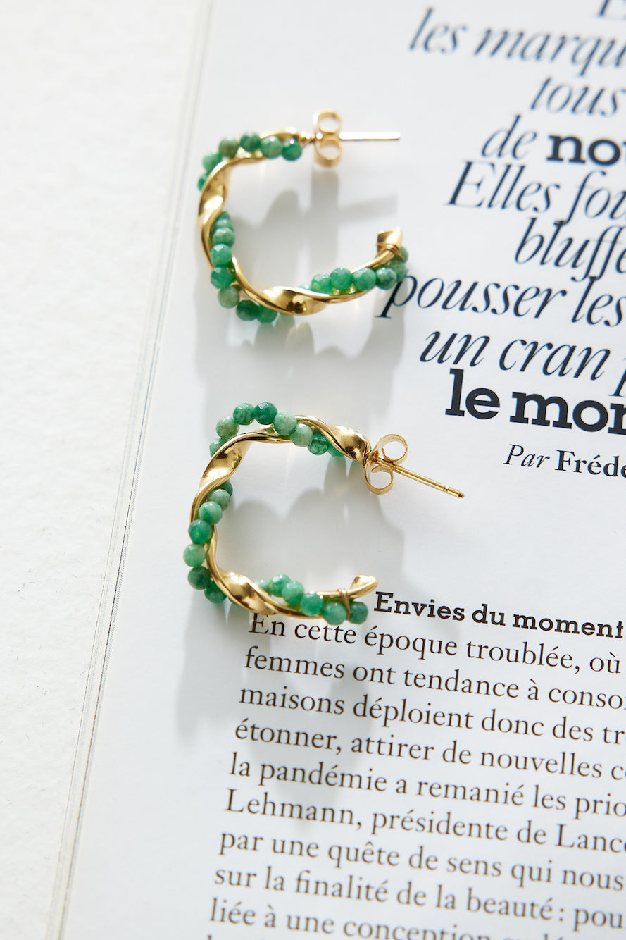 18k Gold Plated Exotic Gem Earrings Gold