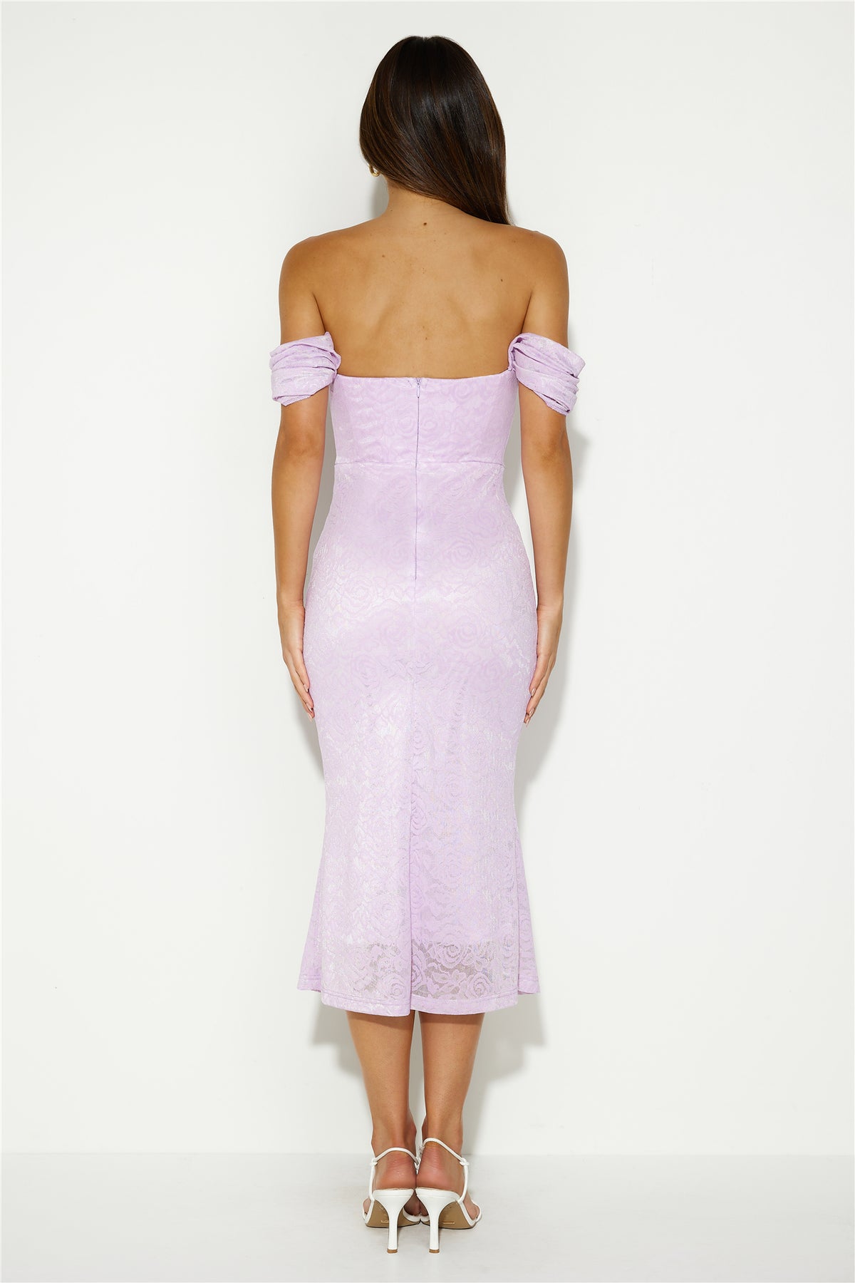 Linking Up Lace Midi Dress Lilac