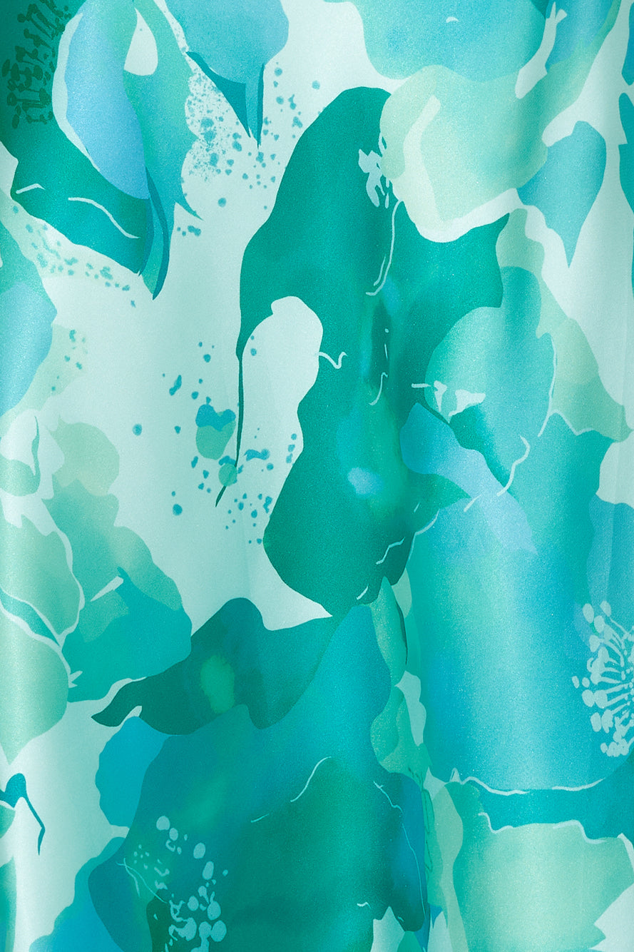Color Bloom Strapless Satin Maxi Dress Green