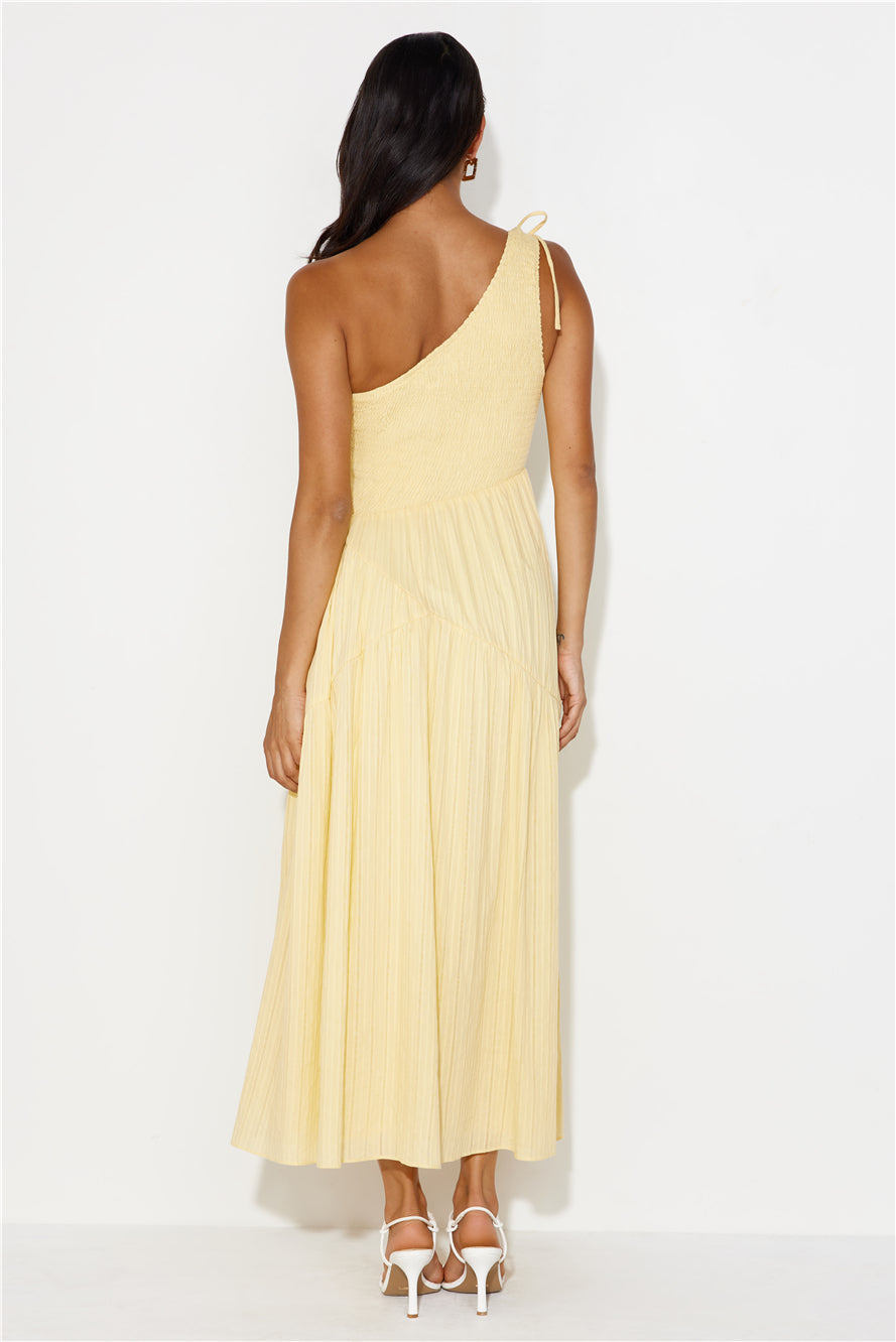 Shining Happiness One Shoulder Maxi Dress Yellow
