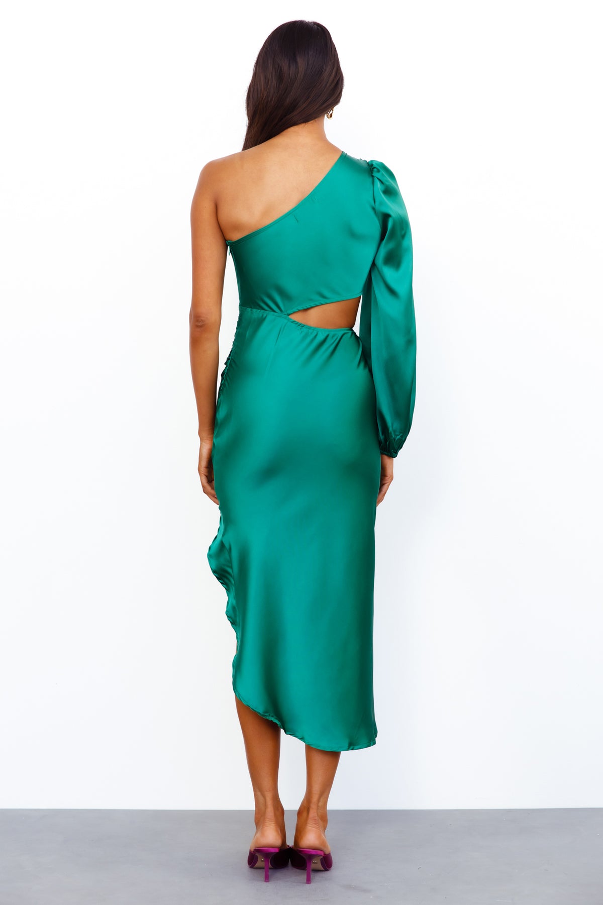 Secret To Tell Satin Midi Dress Green