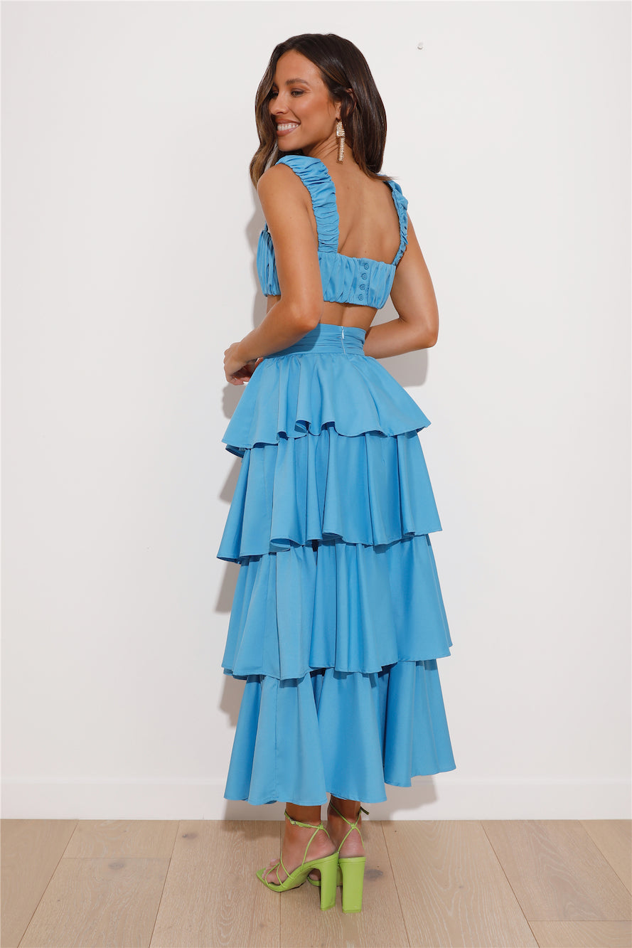 Hour To Shine Midi Skirt Blue
