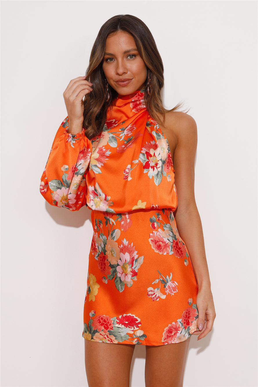Girl Time Satin Mini Dress Orange