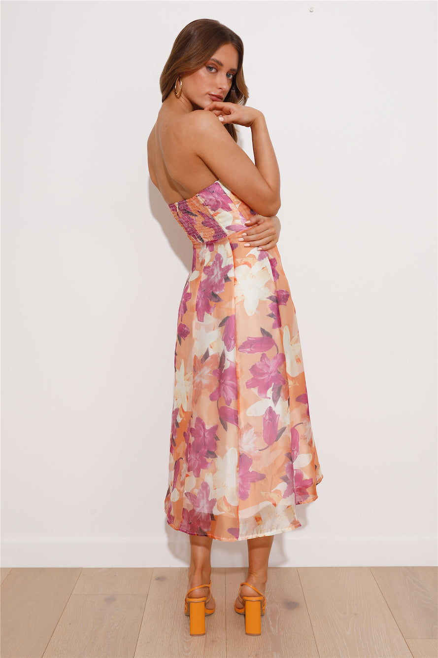 Fancy Party Midi Dress Orange