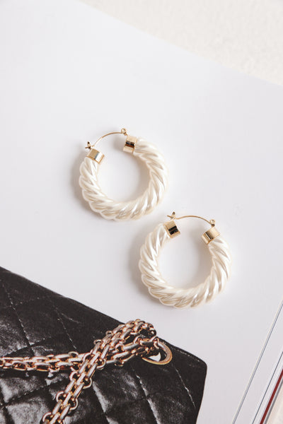 18k Gold Plated Pearl Swirl Earrings Gold