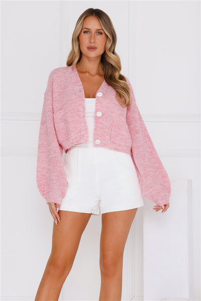 Stylish Chill Knit Cardigan Pink