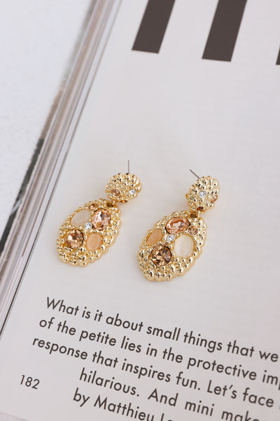 18k Gold Plated Crystallised Earrings Gold Bronze