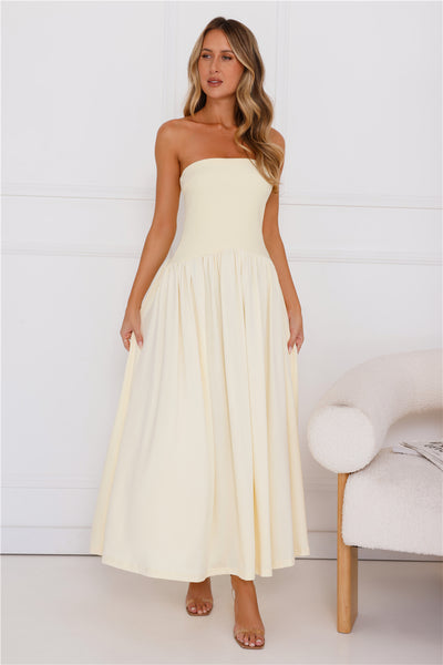 Palmetto Strapless Maxi Dress Yellow