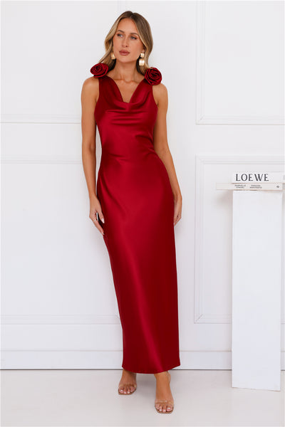 Sorrel Satin Maxi Dress Wine