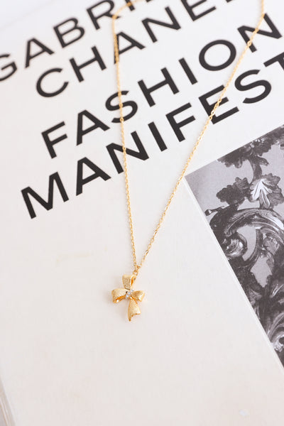 18k Gold Plated Tiny Bow Necklace Gold