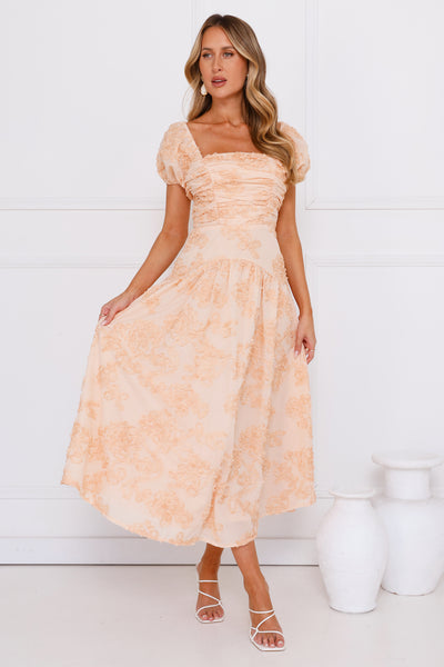 Experience Best Dressed Midi Dress Peach