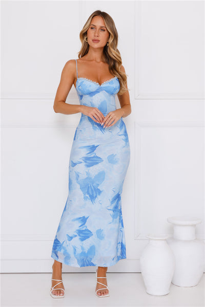 Gracelyn Mesh Maxi Dress Blue