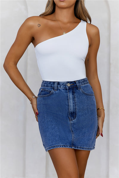 BASE  Best Side One Shoulder Tank Top White