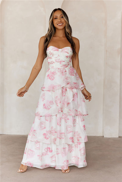 Sunlit Serendipity Strapless Maxi Dress Floral