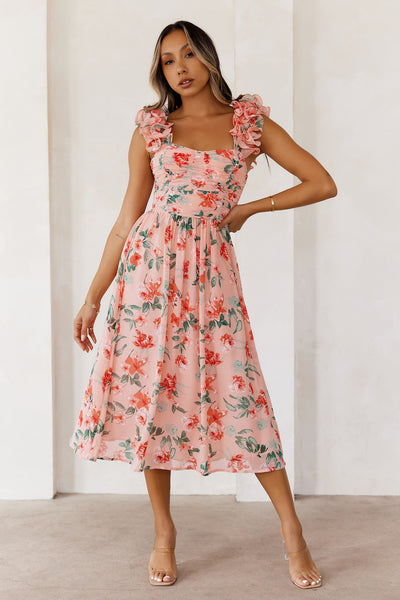 Enchanted Eden Midi Dress Pink