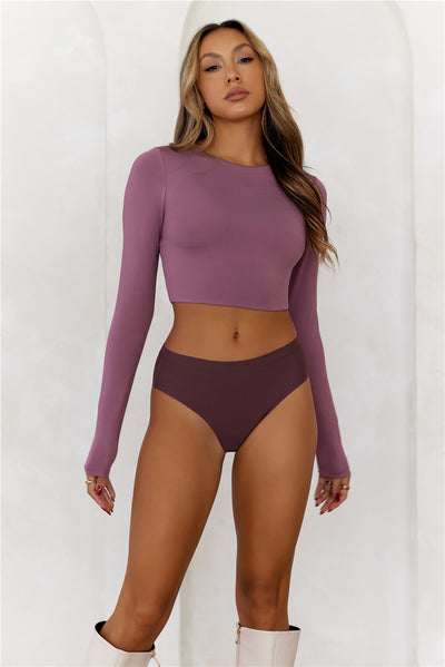 BASE Errands All Day Long Sleeve Crop Top Mauve