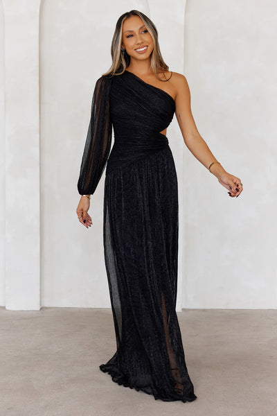 Style Society One Shoulder Maxi Dress Black