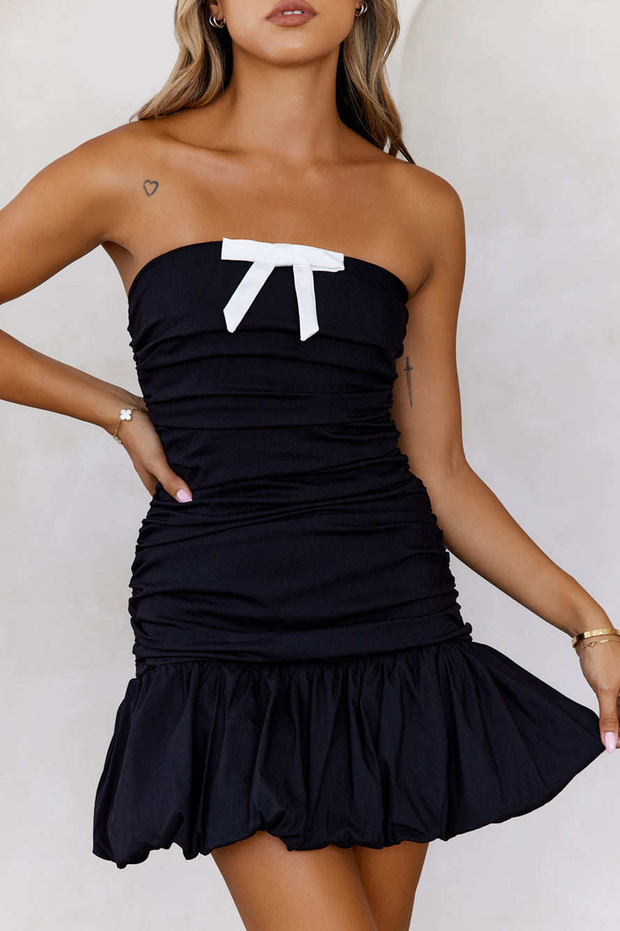 Fluttering Fancy Strapless Mini Dress Black