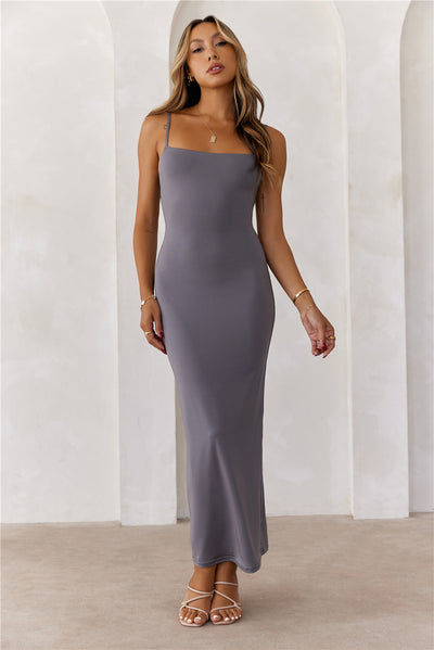 BASE  Smoothing Thin Strap Maxi Dress Charcoal