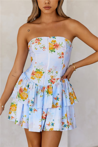 Simply Perfect Strapless Mini Dress Blue