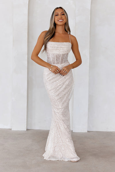 Sparkle Daze Sequin Maxi Dress Cream