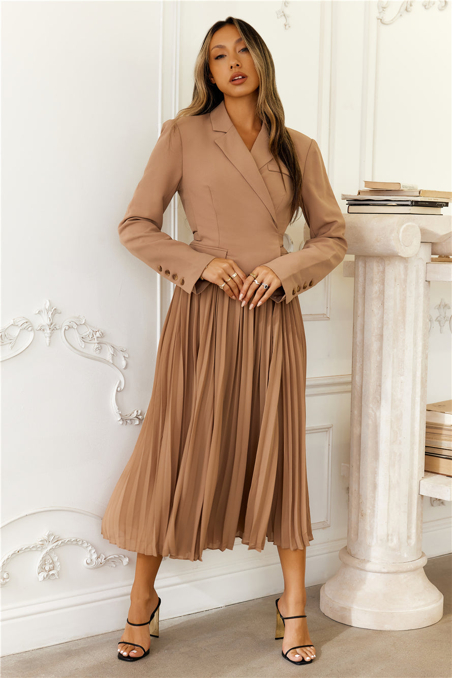 Sekani Mixed Media Dress Camel