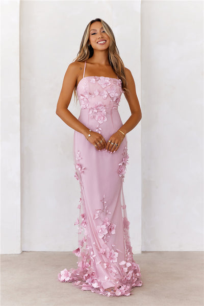 Flower Vine Maxi Dress Mauve