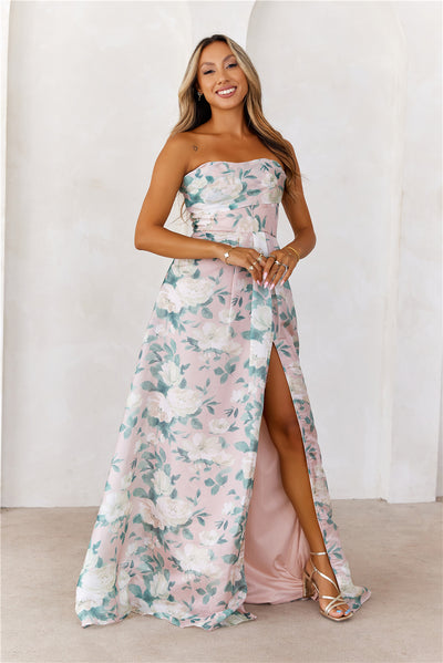 Elegant Essence Strapless Maxi Dress Multi