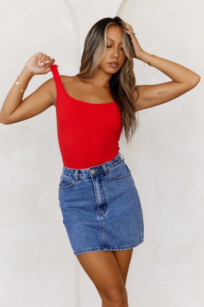 BASE Everyday Staple Ribbed Singlet Top Red