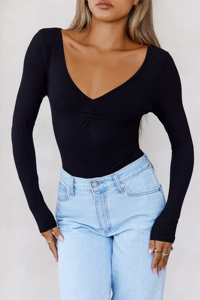 BASE The Flatter Me Long Sleeve Ribbed Bodysuit Black