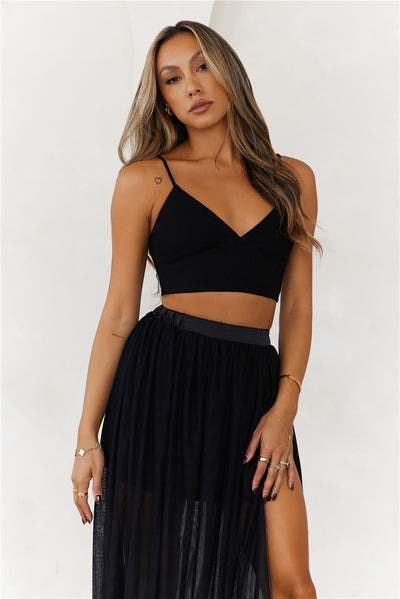 HELLO MOLLY Daylight Parties Crop Top Black