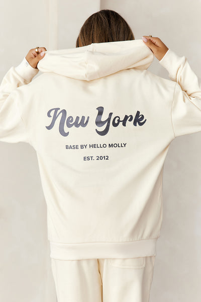 BASE Zip Up New York Hoodie Cream